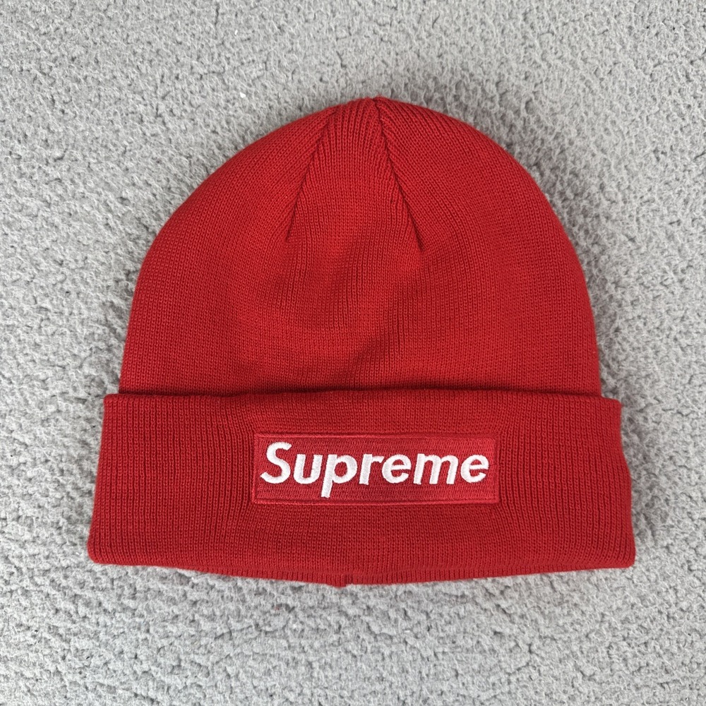 New Era Supreme Red Box Logo Beanie Unisex Adult OSFA Red
